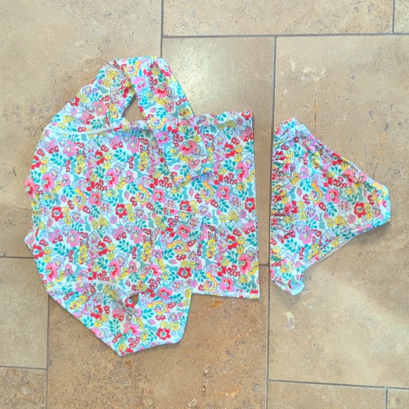Crewcuts girl rashguard set. Green and pink floral. Size 8. - Picture 4 of 4